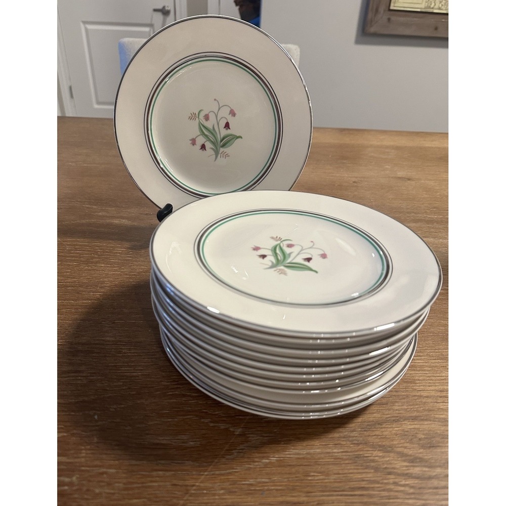 Syracuse China Coralbel Salad Plates Set of 12 Old Ivory Vintage 8"
